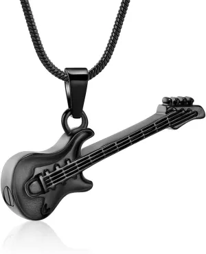 memorial jewelry Musical Instrument Cremation Necklace for Women&Men Guitar Urn Necklace for Ashes