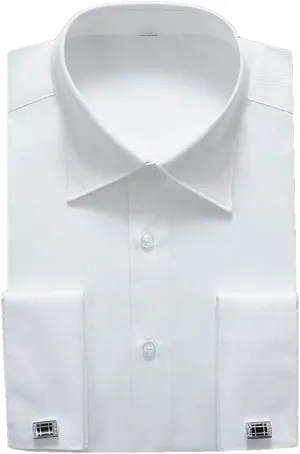 Mens French Cuff Formal Business Dress Shirt Long Sleeve Party Wedding Tuxedo Shirts with Cufflinks
