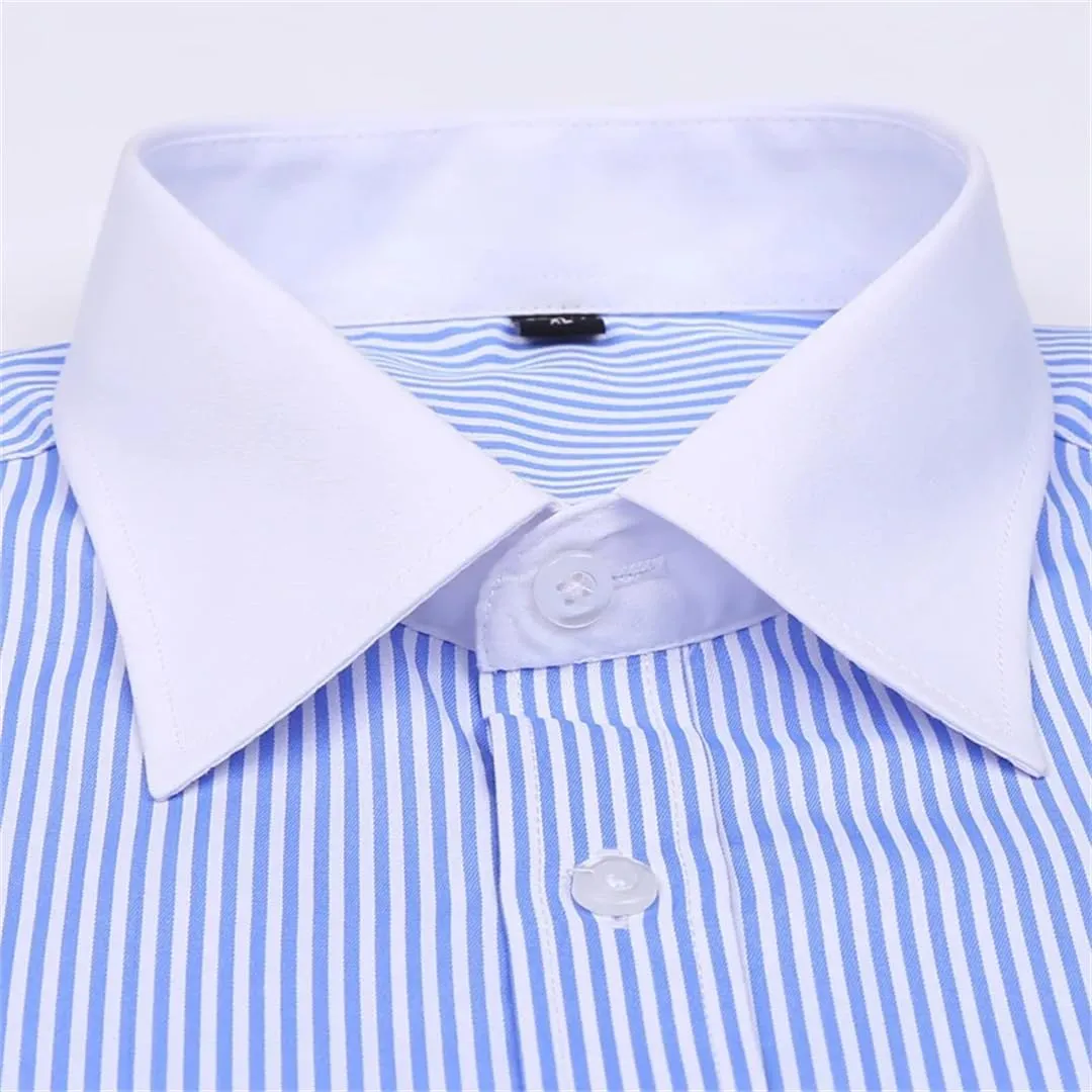 Mens French Cuff Formal Business Dress Shirt Long Sleeve Party Wedding Tuxedo Shirts with Cufflinks