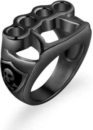 Men's Knuckle Ring Stainless Steel/Gold/Black Fighting Boxing Gloves Sports Jewelry Size 7-13