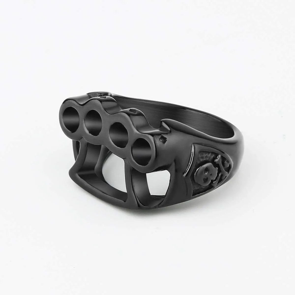 Men's Knuckle Ring Stainless Steel/Gold/Black Fighting Boxing Gloves Sports Jewelry Size 7-13