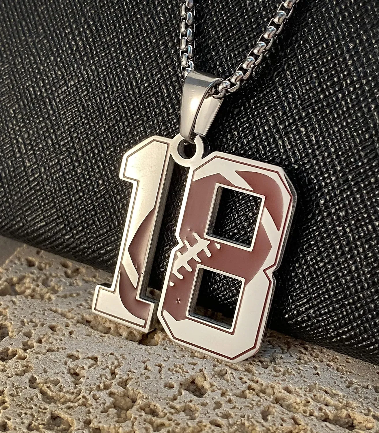 Mens Number 0-99 Necklace Stainless Steel Football Initial Pendant Necklace Sport Fans Jewelry Gift Football Necklace For Women