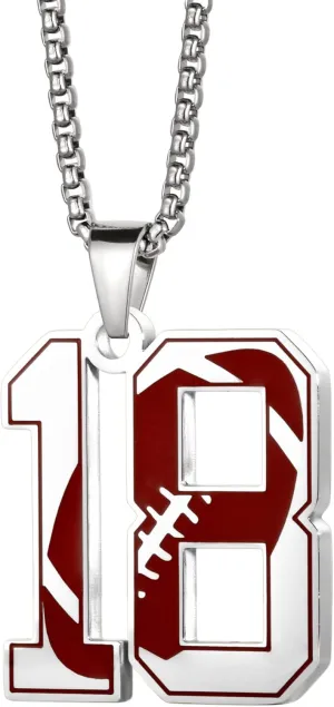 Mens Number 0-99 Necklace Stainless Steel Football Initial Pendant Necklace Sport Fans Jewelry Gift Football Necklace For Women