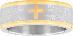 Men's Stainless Steel Band with Lord's Prayer in Spanish (Yellow Tone Finish) Faith in Style