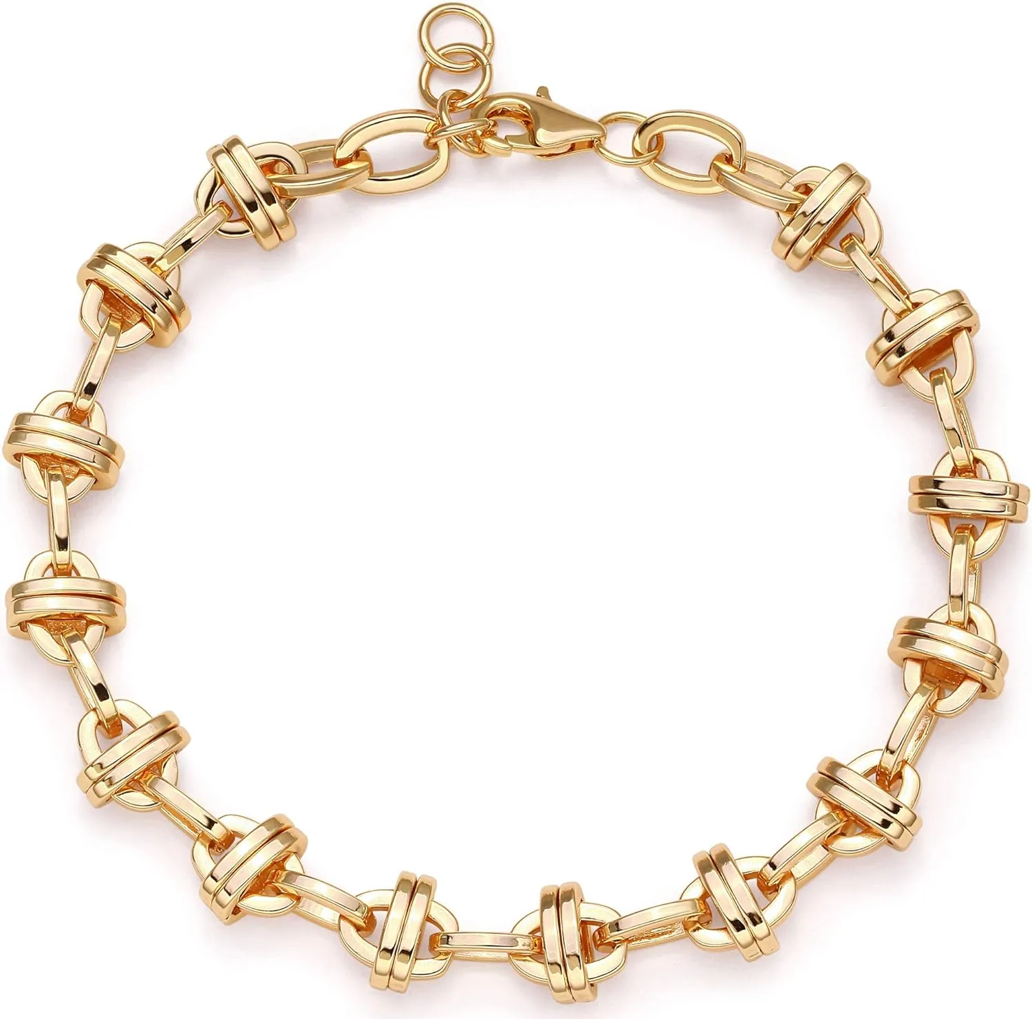 MEVECCO Chain Bracelet Gold Link Thick Chunky 14K Gold Plated Minimalist Simple Boho Handmade Jewelry Gift for Women Men Women