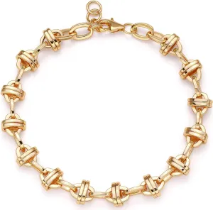 MEVECCO Chain Bracelet Gold Link Thick Chunky 14K Gold Plated Minimalist Simple Boho Handmade Jewelry Gift for Women Men Women