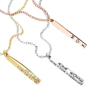 MignonandMignon Dainty 4 Sided Vertical Bar Mother's Day Initial Personalized Name necklace Bridesmaid Gifts - D4BN