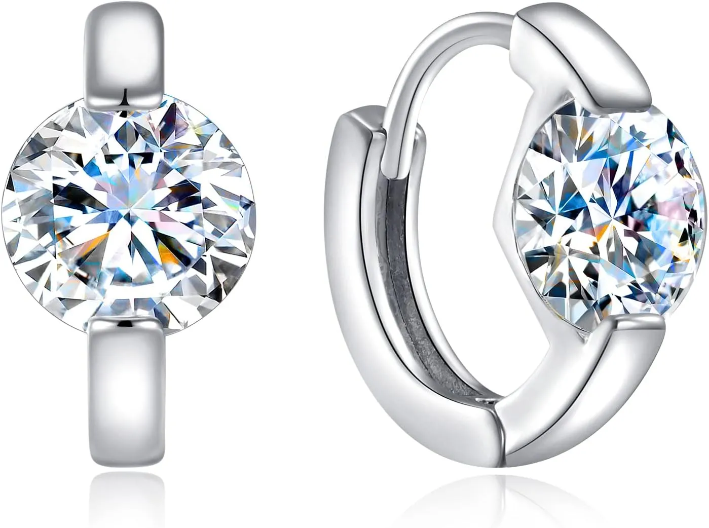 Moissanite Earrings Hypoallergenic Huggie Endless Small Silve Hoop Earrings