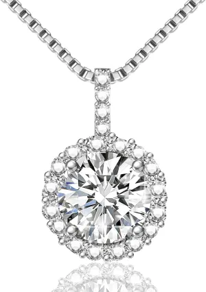 Moissanite Necklace for Women, 0.3-1 CT Adjustable 925 Sterling Silver Pendant Necklace with GRA Certificate, Moissanite Pendant Necklace for Women for Mom Wife Women Jewelry Box Packed Gifts