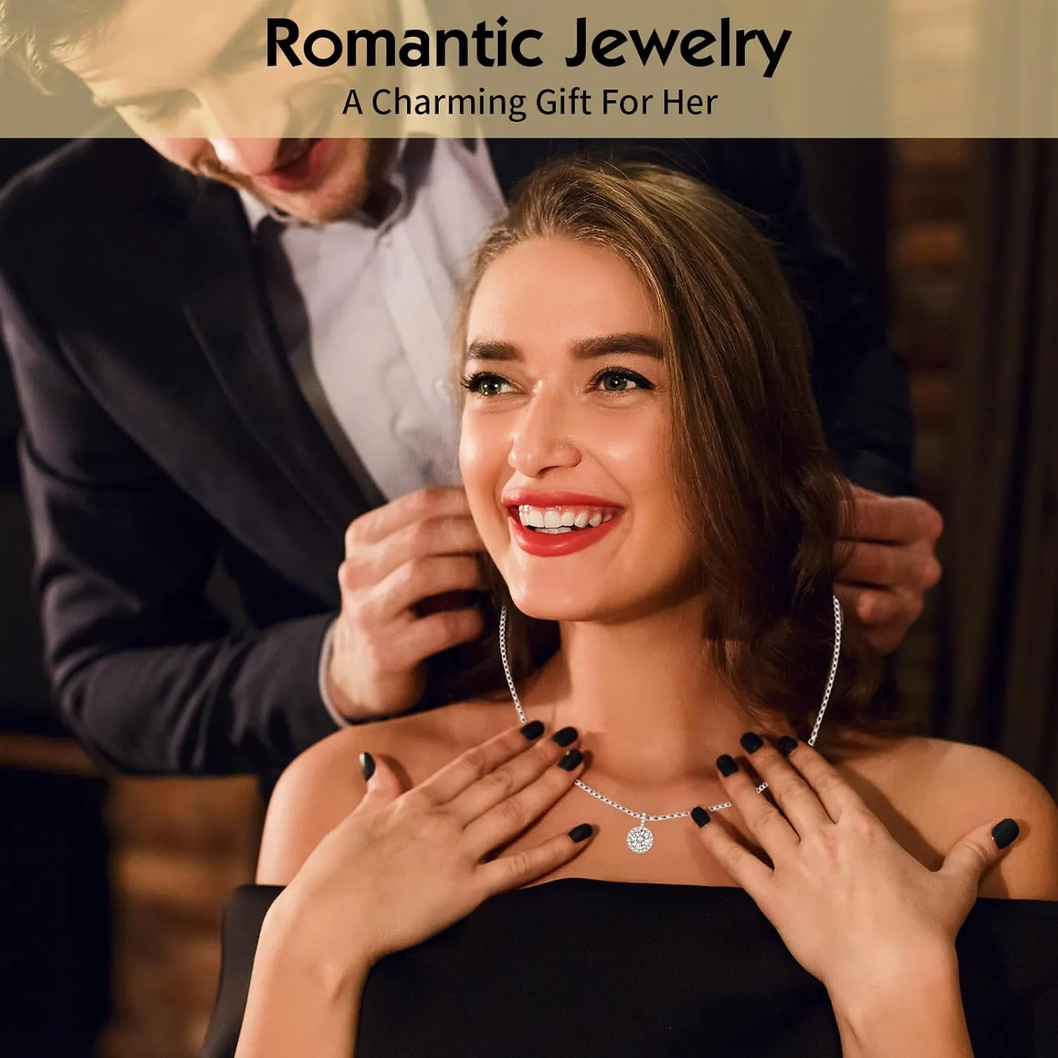 Moissanite Necklace for Women, 0.3-1 CT Adjustable 925 Sterling Silver Pendant Necklace with GRA Certificate, Moissanite Pendant Necklace for Women for Mom Wife Women Jewelry Box Packed Gifts