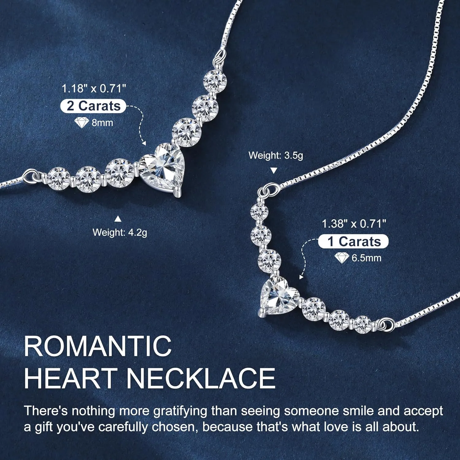 Moissanite Necklace for Women, 1.7-7.6 Carat Heart Necklace Engraved 'I LOVE YOU' Gift for Wife, Wedding Anniversary Birthday Gifts for Women, Jewelry Gifts for Her Wife Mom Girlfriend Lady
