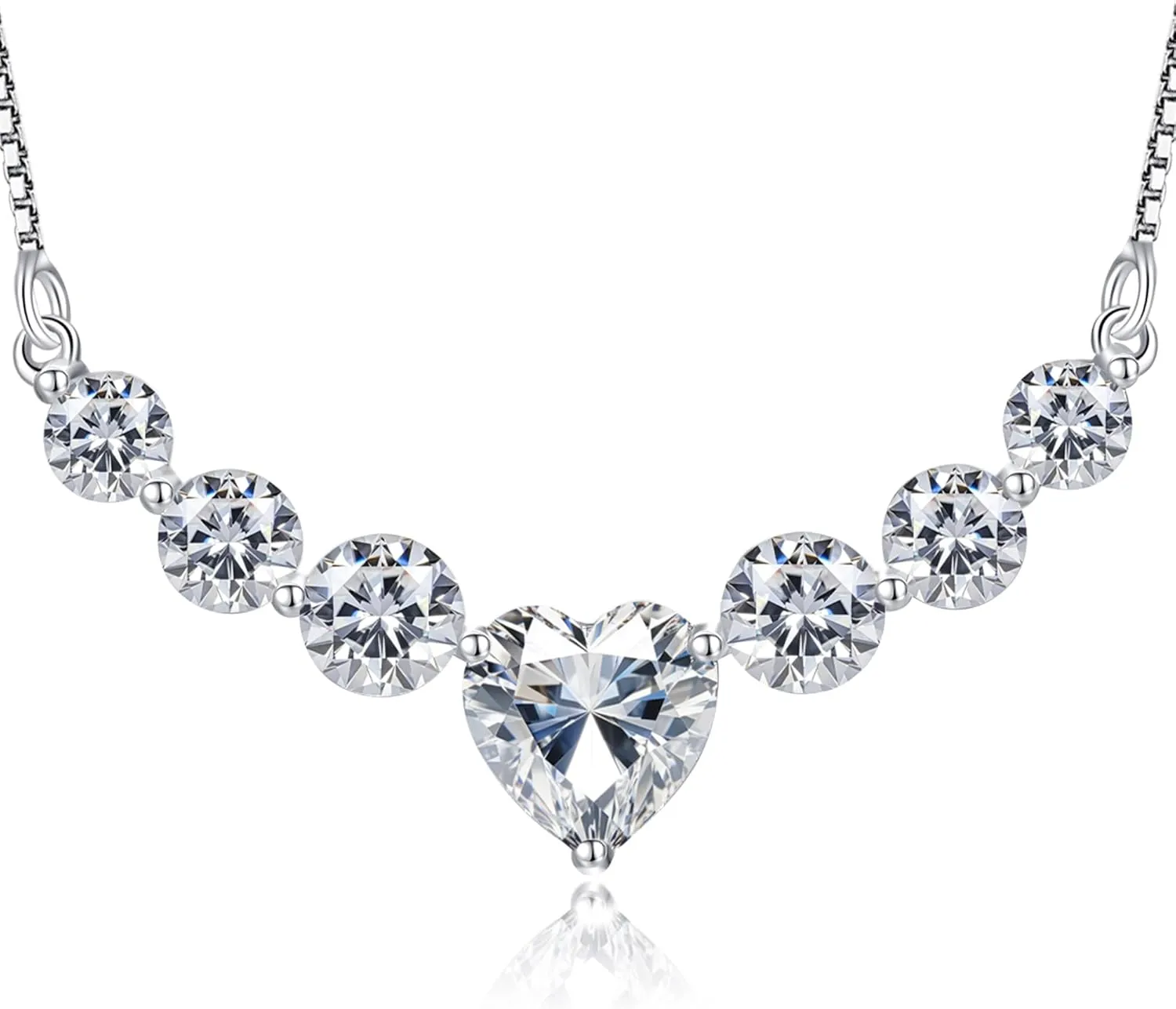 Moissanite Necklace for Women, 1.7-7.6 Carat Heart Necklace Engraved 'I LOVE YOU' Gift for Wife, Wedding Anniversary Birthday Gifts for Women, Jewelry Gifts for Her Wife Mom Girlfriend Lady