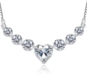 Moissanite Necklace for Women, 1.7-7.6 Carat Heart Necklace Engraved 'I LOVE YOU' Gift for Wife, Wedding Anniversary Birthday Gifts for Women, Jewelry Gifts for Her Wife Mom Girlfriend Lady