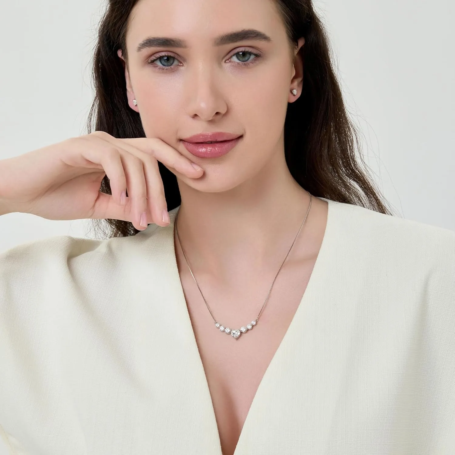 Moissanite Necklace for Women, 1.7-7.6 Carat Heart Necklace Engraved 'I LOVE YOU' Gift for Wife, Wedding Anniversary Birthday Gifts for Women, Jewelry Gifts for Her Wife Mom Girlfriend Lady