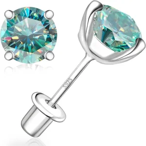 Moissanite Screw Back Earrings Studs - 0.6CT-2CT Moissanite Earrings for Women 925 Sterling Silver Piercing Real Colorful Moissanite Diamond Hypoallergenic Jewelry Ear Stud Gifts