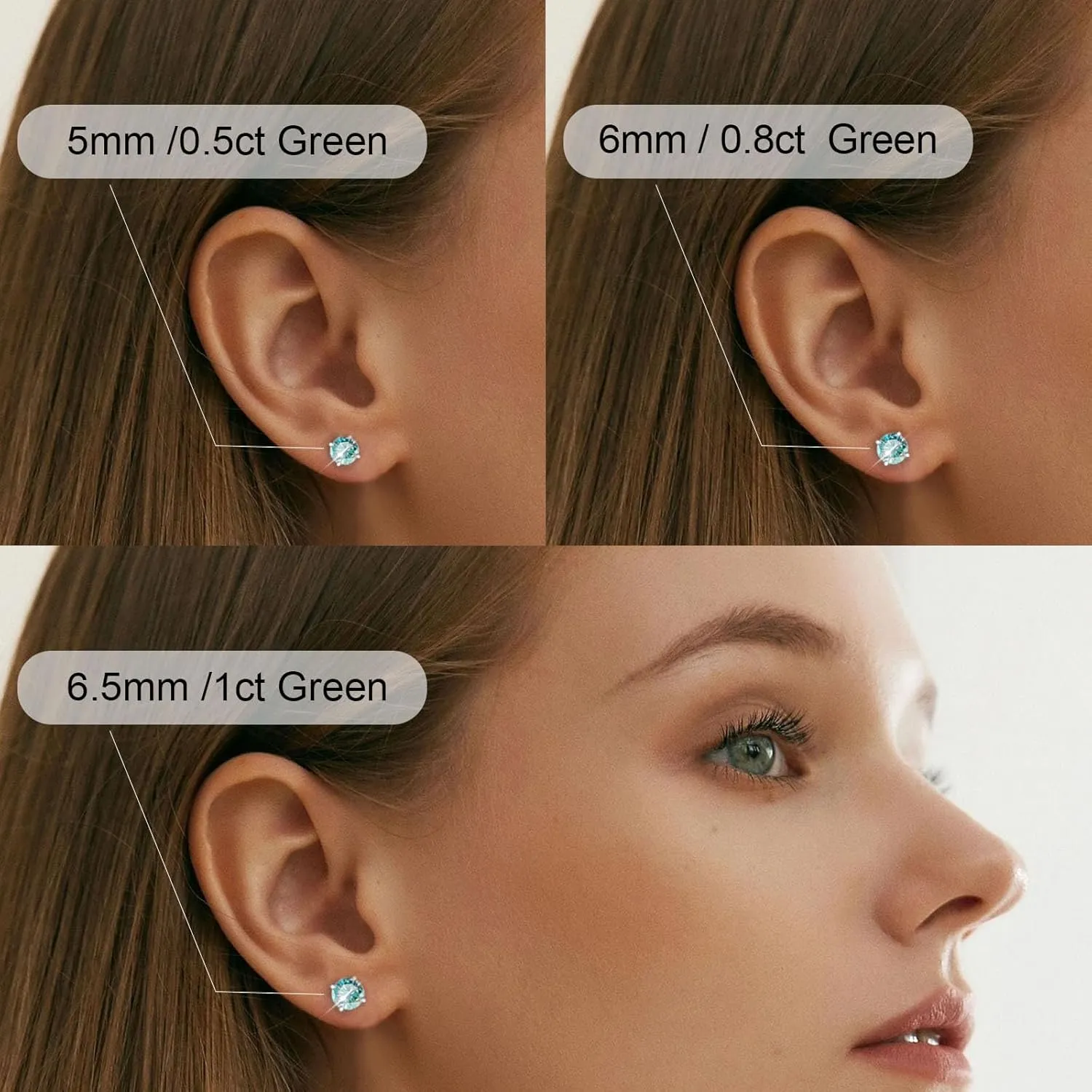 Moissanite Screw Back Earrings Studs - 0.6CT-2CT Moissanite Earrings for Women 925 Sterling Silver Piercing Real Colorful Moissanite Diamond Hypoallergenic Jewelry Ear Stud Gifts
