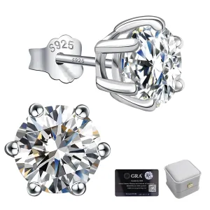 Moissanite Stud Earrings for Women 1CT 925 Sterling Silver Earrings for Women Men 18K White Gold Plated Earrings D Color VVS1 Round Lab Created Diamond Earrings for Men