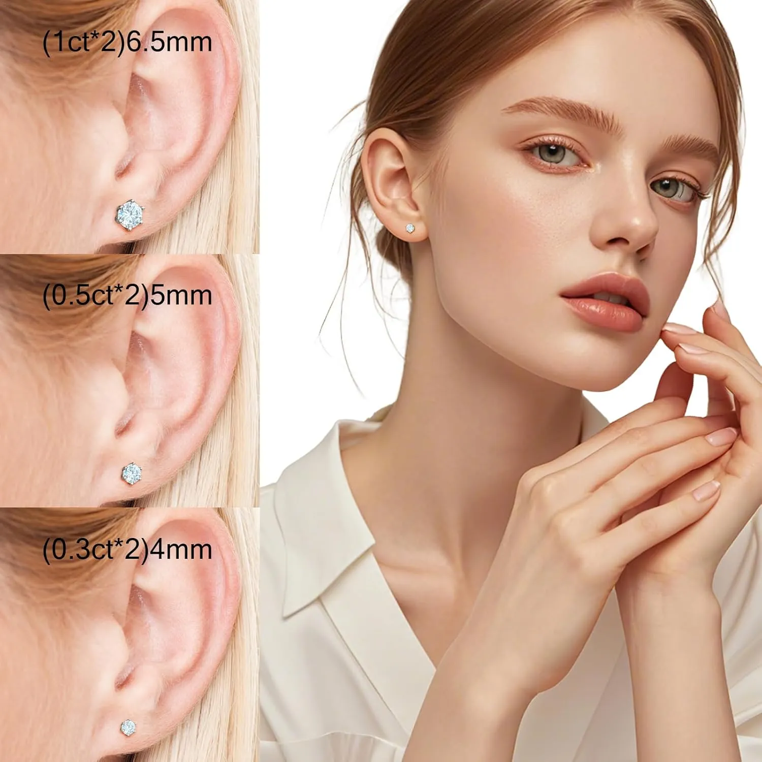 Moissanite Stud Earrings for Women 1CT 925 Sterling Silver Earrings for Women Men 18K White Gold Plated Earrings D Color VVS1 Round Lab Created Diamond Earrings for Men