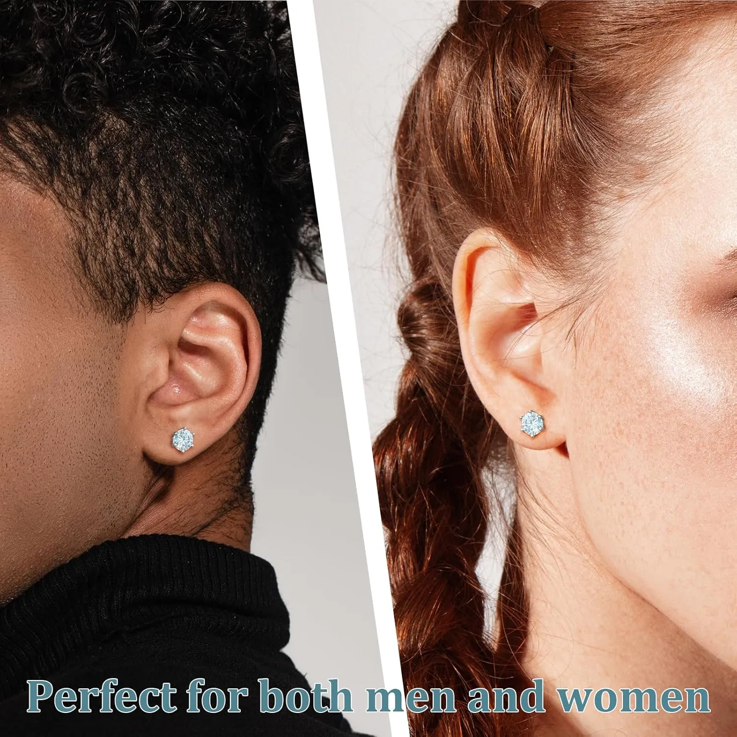 Moissanite Stud Earrings for Women 1CT 925 Sterling Silver Earrings for Women Men 18K White Gold Plated Earrings D Color VVS1 Round Lab Created Diamond Earrings for Men