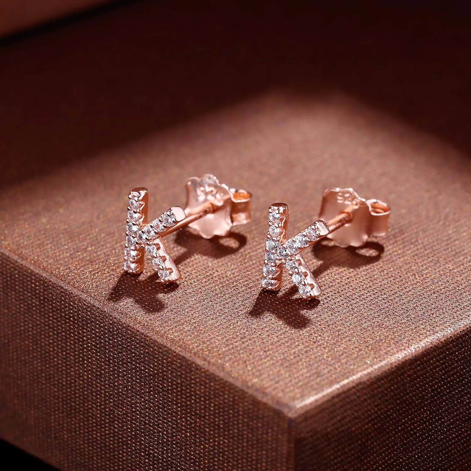 MONOOC Initial Stud Earrings for Girls - S925 Sterling Silver Post Cubic Zirconia Stud Earrings Initial Earrings for Girls Women Hypoallergenic Earrings Birthday Gifts for Girls Kids Jewelry