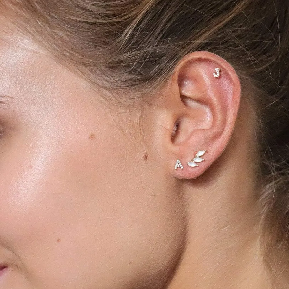 MONOOC Initial Stud Earrings for Girls - S925 Sterling Silver Post Cubic Zirconia Stud Earrings Initial Earrings for Girls Women Hypoallergenic Earrings Birthday Gifts for Girls Kids Jewelry