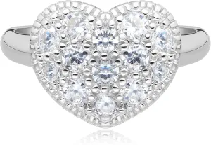 MORGAN & PAIGE .925 Sterling Silver Rhodium Plated Pav-Set Cubic Zirconia Heart Statement Ring for Her - Hypoallergenic Sterling Silver Rings Women Elegant Heart-Shaped Design, Sizes 5-9