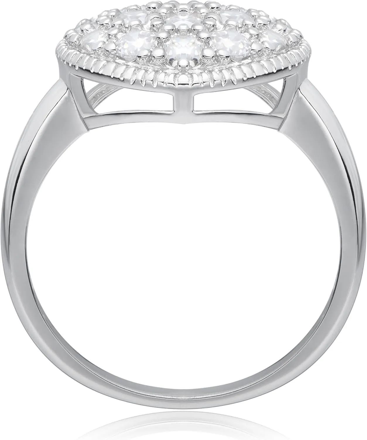 MORGAN & PAIGE .925 Sterling Silver Rhodium Plated Pav-Set Cubic Zirconia Heart Statement Ring for Her - Hypoallergenic Sterling Silver Rings Women Elegant Heart-Shaped Design, Sizes 5-9