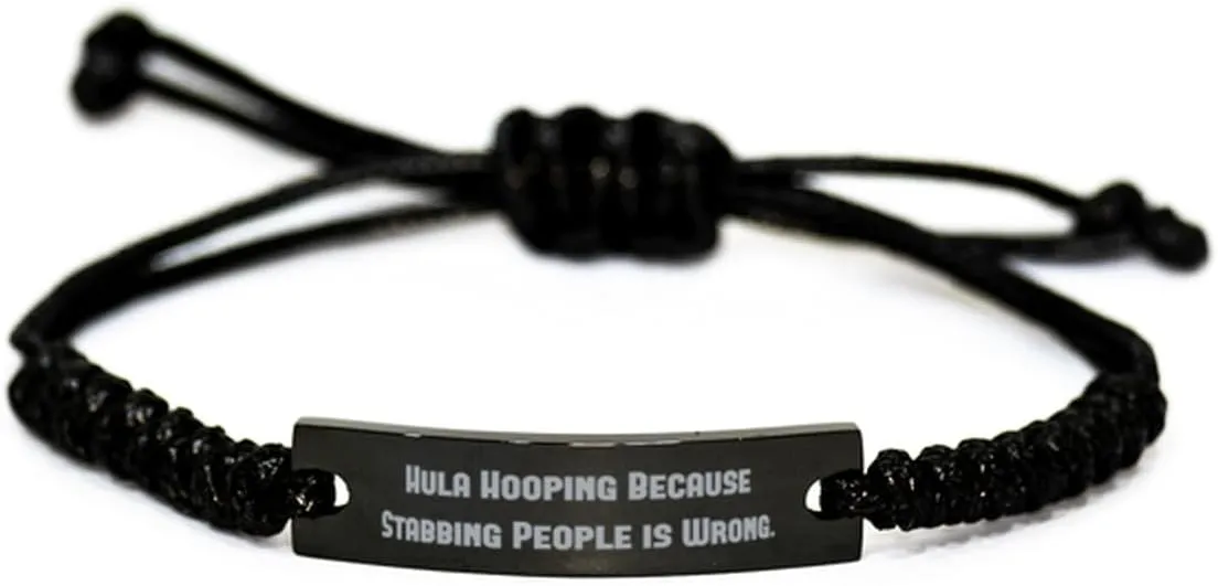 Motivational Hula Hooping Gifts, Hula Hooping Because, Birthday Unique Gifts, Black Rope Bracelet For Hula Hooping from Friends, Couples bracelet, His and Hers bracelet, Friendship bracelet, Gift for