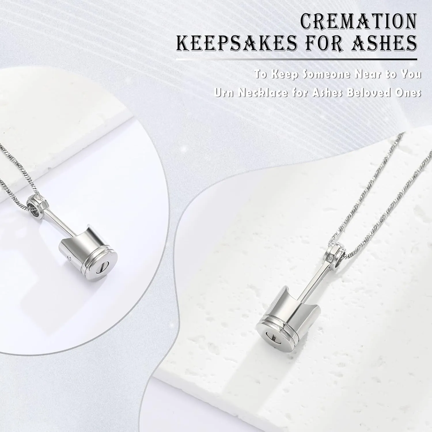 Motor Piston Urn Necklace for Ashes Cremation Jewelry Auto Parts Memorial Keepsake Stainless Steel Ashes Pendant for Men Women