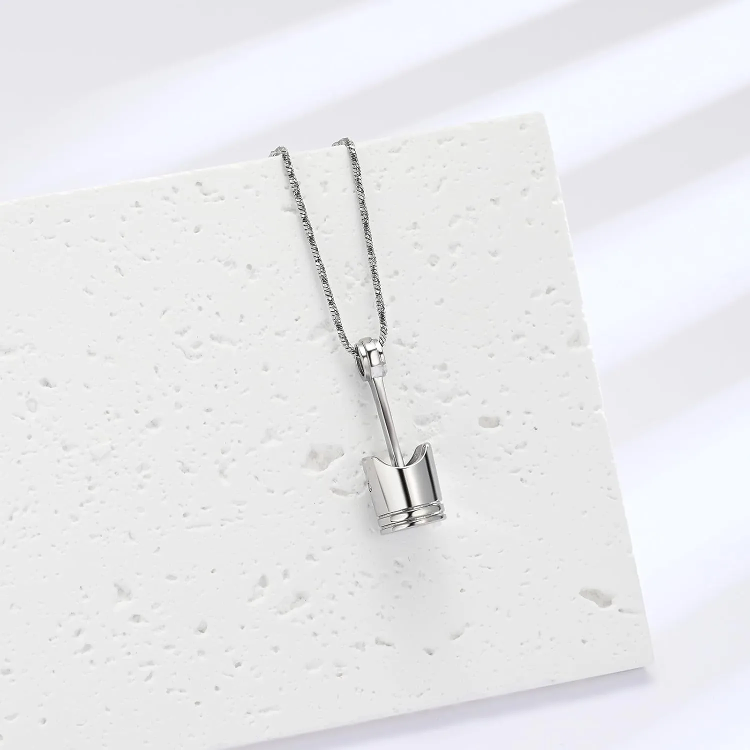 Motor Piston Urn Necklace for Ashes Cremation Jewelry Auto Parts Memorial Keepsake Stainless Steel Ashes Pendant for Men Women