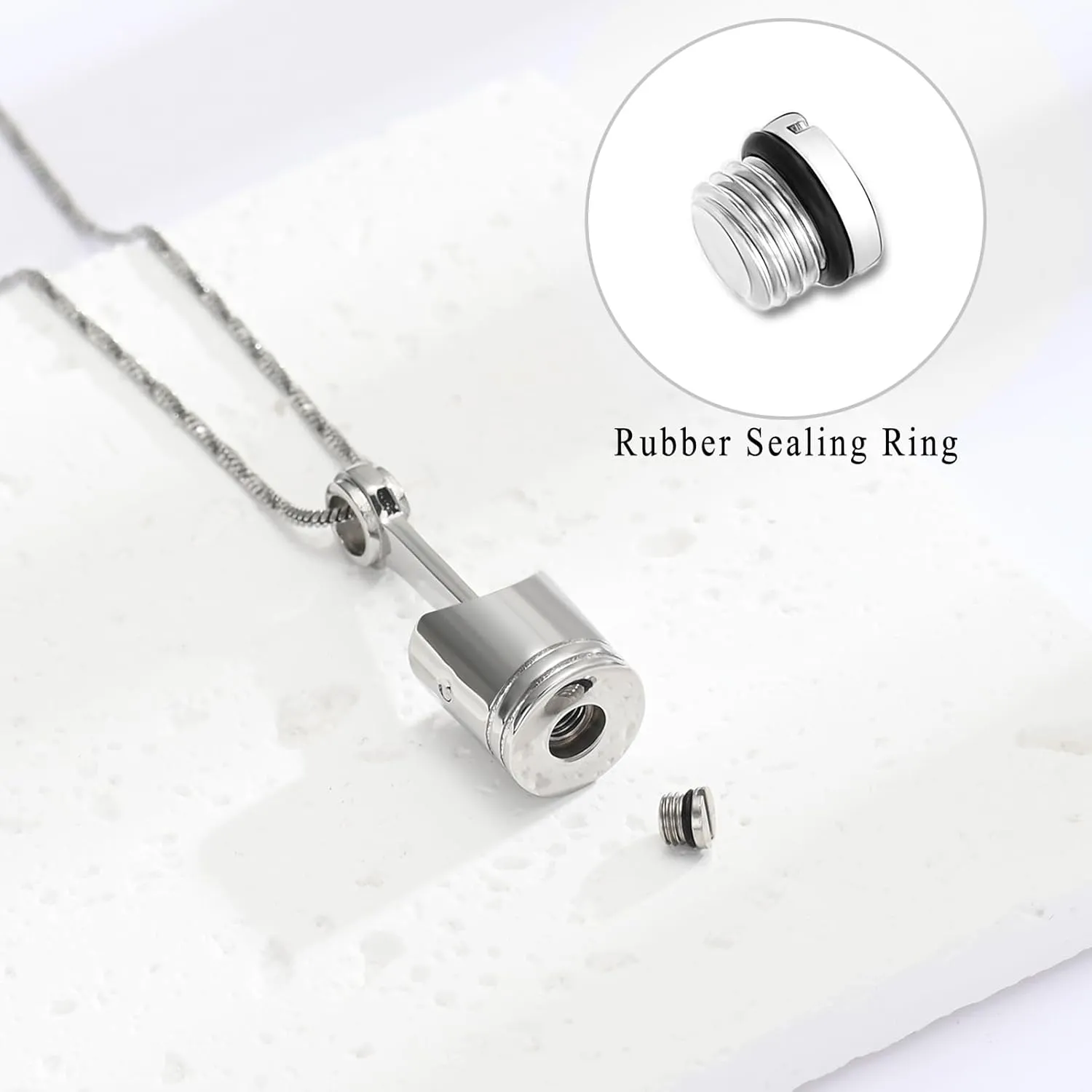 Motor Piston Urn Necklace for Ashes Cremation Jewelry Auto Parts Memorial Keepsake Stainless Steel Ashes Pendant for Men Women