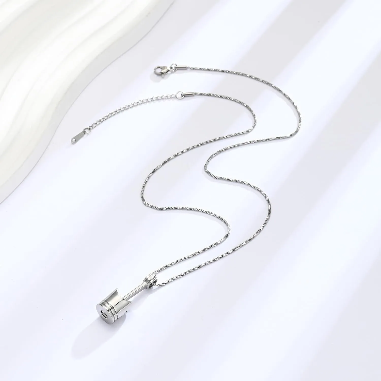 Motor Piston Urn Necklace for Ashes Cremation Jewelry Auto Parts Memorial Keepsake Stainless Steel Ashes Pendant for Men Women