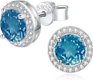 Natural Garnet Amethyst Peridot Citrine London Blue Topaz Gemstone Stud Earrings for Women, 925 Sterling Silver Birthstone Earrings hypoallergenic, Jewelry Gifts for Her Birthday Christmas