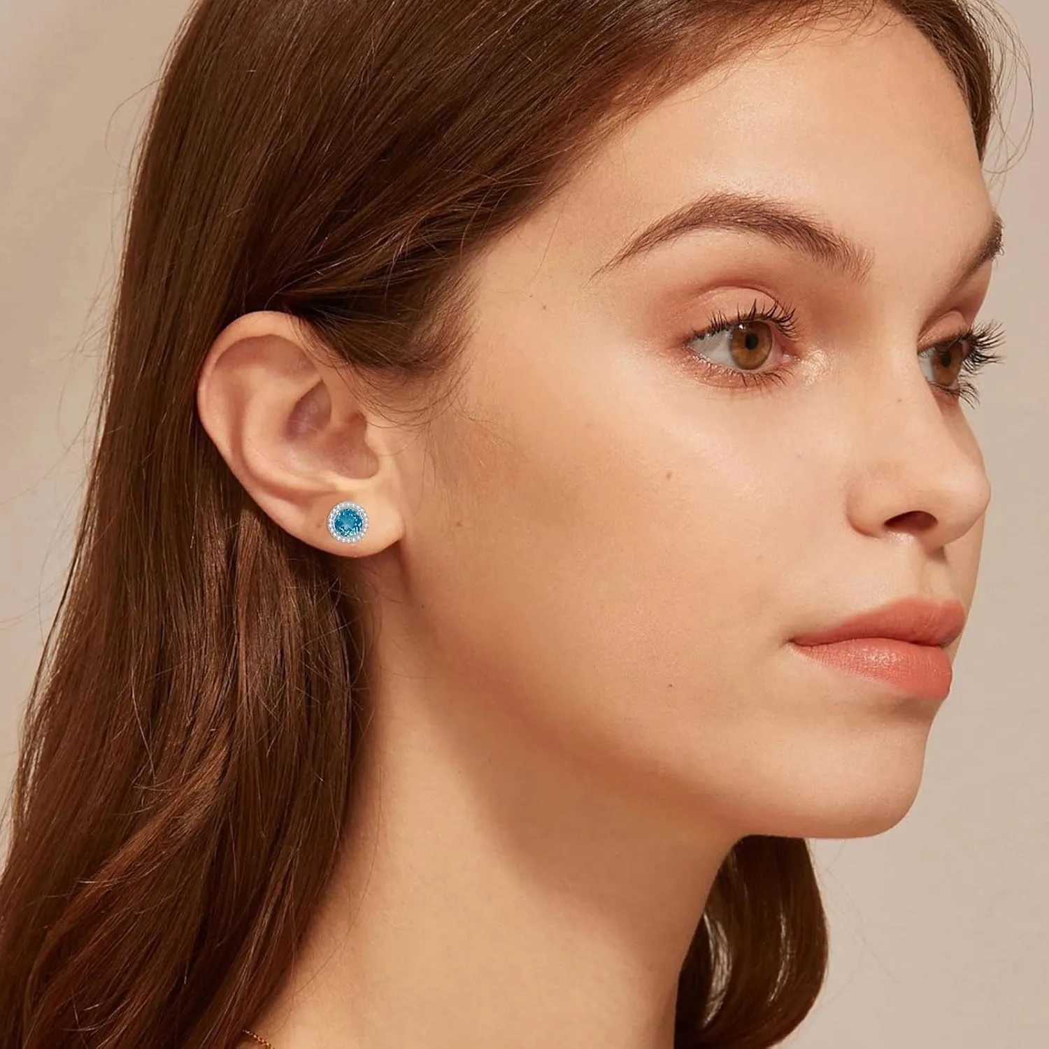 Natural Garnet Amethyst Peridot Citrine London Blue Topaz Gemstone Stud Earrings for Women, 925 Sterling Silver Birthstone Earrings hypoallergenic, Jewelry Gifts for Her Birthday Christmas