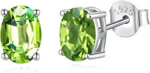 Natural Garnet/Amethyst/Peridot/Citrine/Sky Blue Topaz Gemstone Stud Earrings for Women, 925 Sterling Silver Birthstone Earrings hypoallergenic, Jewelry Gifts for Her Birthday