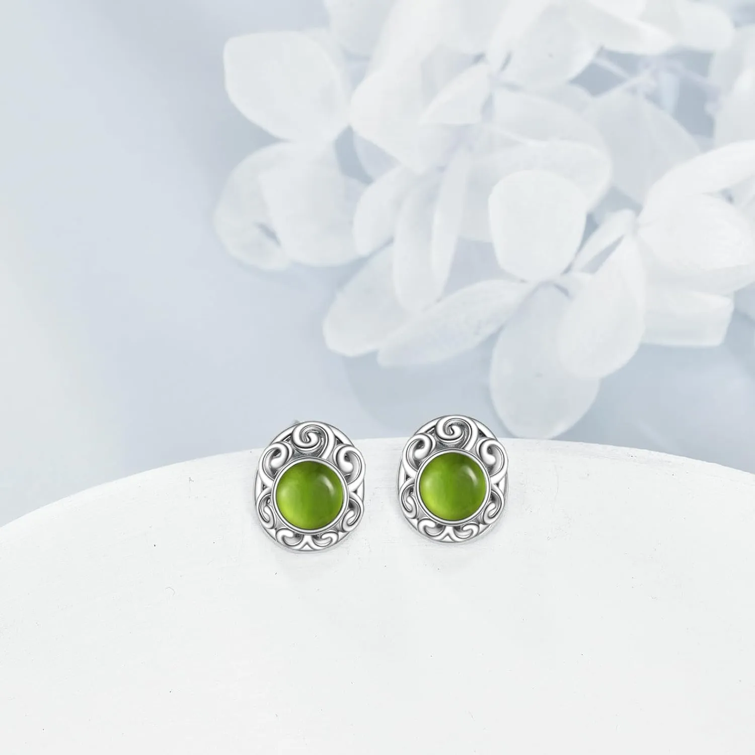 Natural Stone Earrings Sterling Silver Hug Hand/Filigree Stud Earrings Jewelry Christmas Gifts for Women Girls