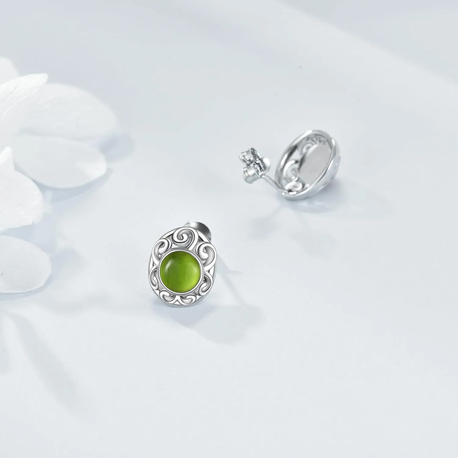 Natural Stone Earrings Sterling Silver Hug Hand/Filigree Stud Earrings Jewelry Christmas Gifts for Women Girls