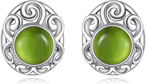 Natural Stone Earrings Sterling Silver Hug Hand/Filigree Stud Earrings Jewelry Christmas Gifts for Women Girls
