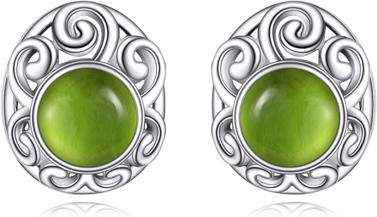 Natural Stone Earrings Sterling Silver Hug Hand/Filigree Stud Earrings Jewelry Christmas Gifts for Women Girls