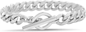 Nautica Square Toggle Clasp Stainless Steel Cuban Chain Bracelet for Men (Square)