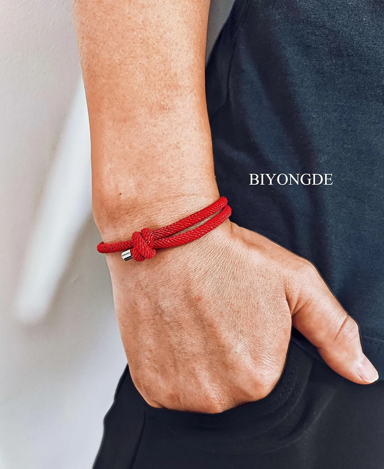 Nautical Woven Friendship Rope Boho Bracelet Handmade Braided Wrap String Steel Charm Adjustable