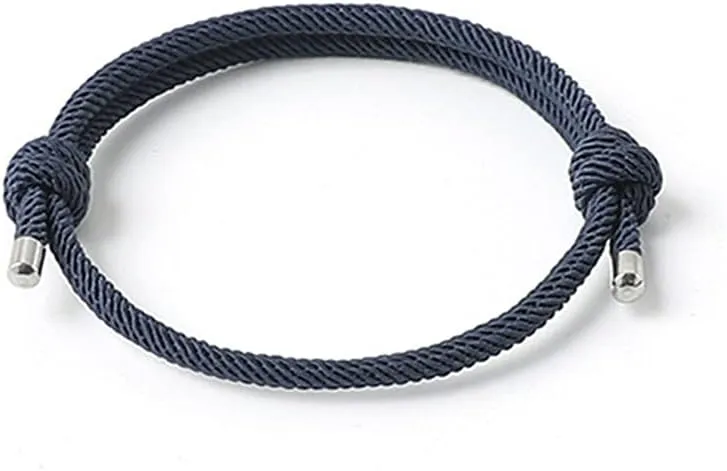 Nautical Woven Friendship Rope Boho Bracelet Handmade Braided Wrap String Steel Charm Adjustable