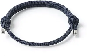 Nautical Woven Friendship Rope Boho Bracelet Handmade Braided Wrap String Steel Charm Adjustable