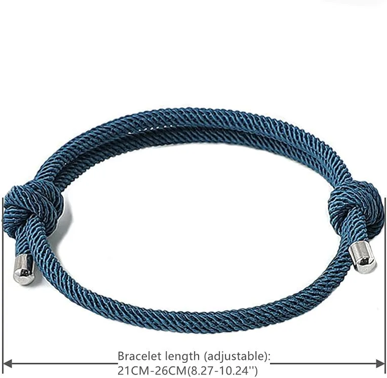 Nautical Woven Friendship Rope Boho Bracelet Handmade Braided Wrap String Steel Charm Adjustable