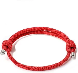 Nautical Woven Friendship Rope Boho Bracelet Handmade Braided Wrap String Steel Charm Adjustable