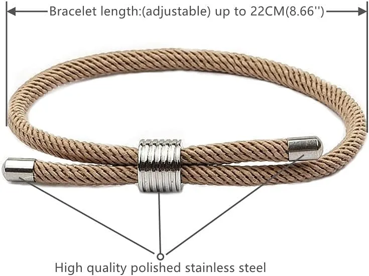 Nautical Woven Friendship Rope Boho Bracelet Handmade Wrap String Steel Charm Adjustable