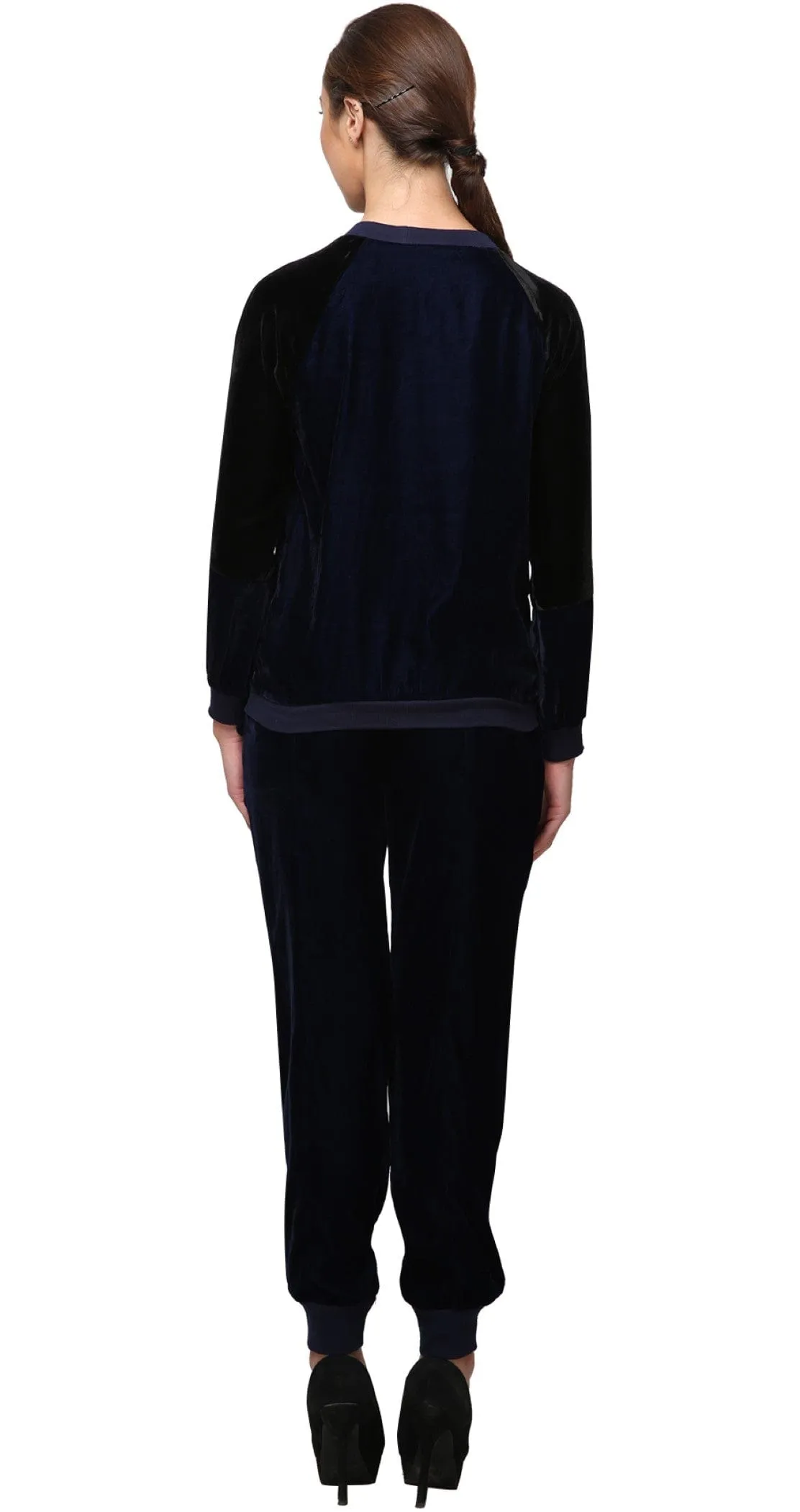 Navy Blue Velvet Jogger Set -Sale