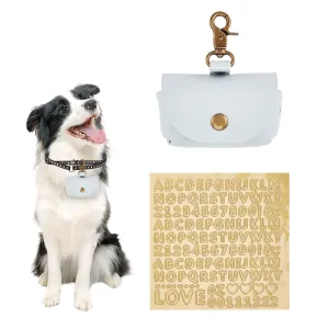 NICENEEDED Light Blue Wedding Ring Bearer Pouch for Dog Collar, PU Leather Wedding Ring Box Couple Ring Holder for Pets, Wedding Ring Storage Box for Proposal Engagement Wedding