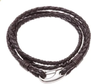 NOVICA Handmade Leather Wrap Bracelet Brown Braided from Thailand Stainless Steel No Stone Cord [14.5 in L 6 mm W] 'Braided Friendship in Coffee'