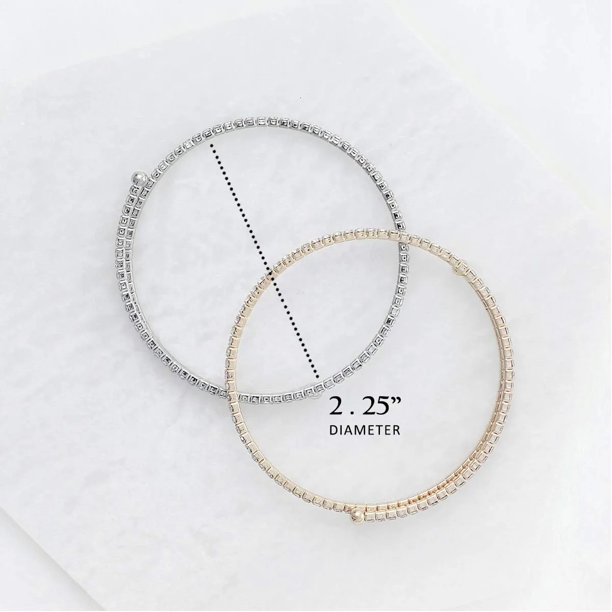 NTLX Crystal Bracelet for Women - Rhinestone Coil Bangle Bracelet  Flexible & Adjustable - Silver & Gold Plated - Bridal, Wedding, Prom, Party, Pageant, Evening, Casual, Tennis Bracelet with Gift Box